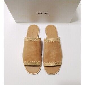 NIB Vince Padmore Suede Flat Slide Sandal in Roasted Cashew Size 7,8.5,10 $250